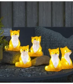 Konstsmide, guirlandes lumineuses de Noël Oiseaux Lumineux Et Animaux Lumineux|Renards Lumineux Acryliques Led Assis, Lot De 5, 12 Cm