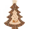 Waldfabrik, photophore en bois et étoile sapin de Noël Sapins En Bois|Sapin De Noël En Bois Avec Gravure Père Noël Et Luge, 15 Cm