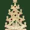 Ratags, décos de Noël lumineuses en bois Sapin Lumineux Led|Sapin De Noël Lumineux A Led En Bois Avec Boules De Noël Rouges