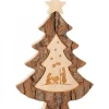 Waldfabrik, photophore en bois et étoile sapin de Noël Sapins En Bois|Sapin En Bois Avec Gravure Crèche De Noël, 15 Cm