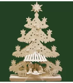 Ratags, décos de Noël lumineuses en bois Crèche De Noël Lumineuse|Sapin Lumineux Led En Bois Avec Crèche De Noël Et Personnages Ciceles