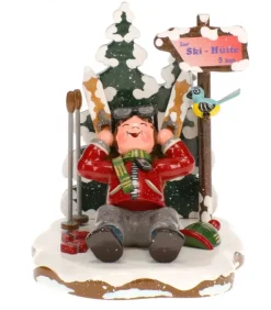 Hubrig, figurines pour enfant Village De Noël Miniature|Skieur Au Repos - Village De Noël Miniature
