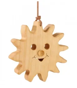 Waldfabrik, photophore en bois et étoile sapin de Noël Décorations En Bois Pour Sapin De Noël|Soleil A Suspendre En Bois De Chene 8 Cm
