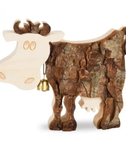 Zyx Music, chants de Noël Allemands traditionnels Animaux En Bois|Vache Bois, 12 Cm